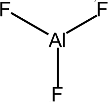 Wzór strukturalny fluorku glinu.