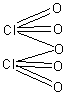Wzór strukturalny tlenku chloru(V) Cl2O5.